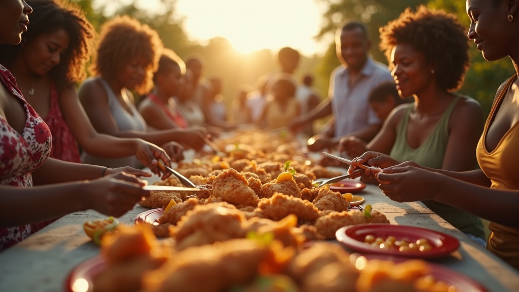 A family cookout with food and celebration